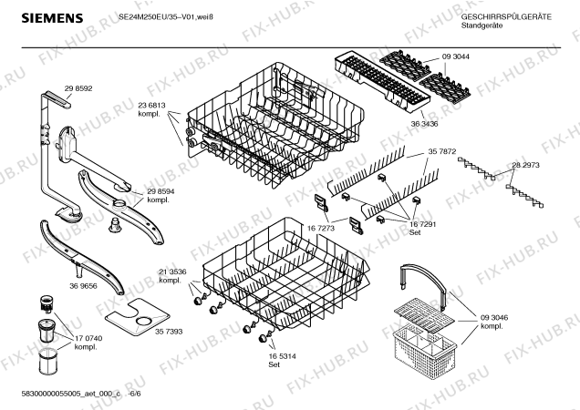 Взрыв-схема посудомоечной машины Siemens SE24M250EU - Схема узла 06