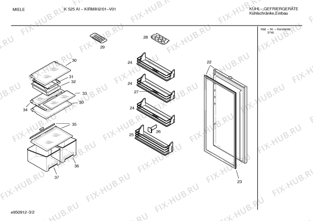 Схема №3 KIRMIH2 Miele с изображением Дверь для холодильной камеры Bosch 00472912