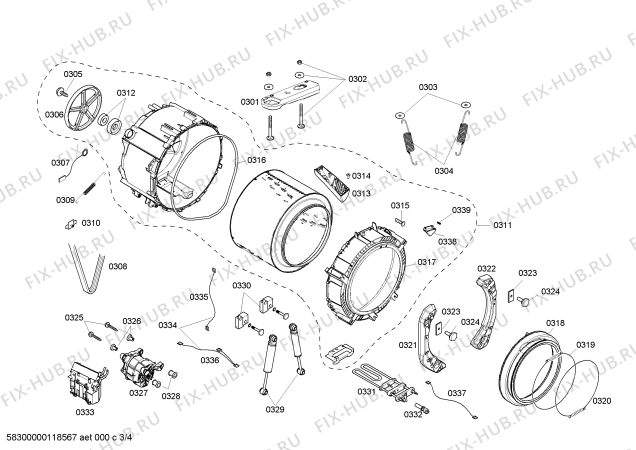 Взрыв-схема стиральной машины Bosch WFMC6401UC Nexxt 700 Series - Схема узла 03