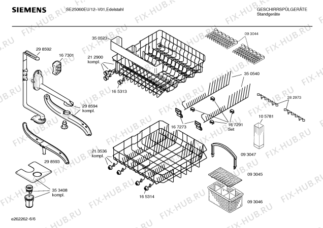 Взрыв-схема посудомоечной машины Siemens SE25060EU - Схема узла 06