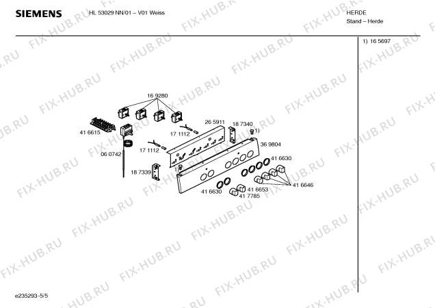 Взрыв-схема плиты (духовки) Siemens HL53029NN - Схема узла 05