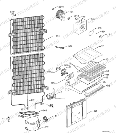 Взрыв-схема холодильника Aeg Electrolux S75388KG18 - Схема узла Cooling system 017