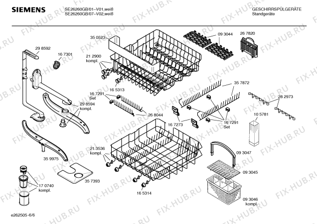Взрыв-схема посудомоечной машины Siemens SE26260GB HYDROSENSOR, EXTRAKLASSE - Схема узла 06