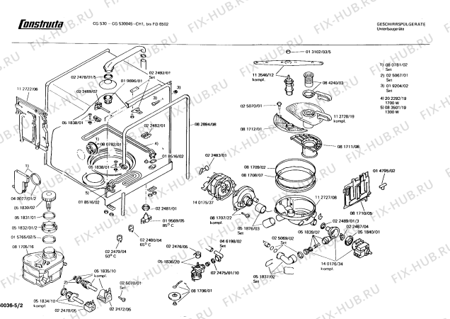 Взрыв-схема посудомоечной машины Constructa CG530045 - Схема узла 02