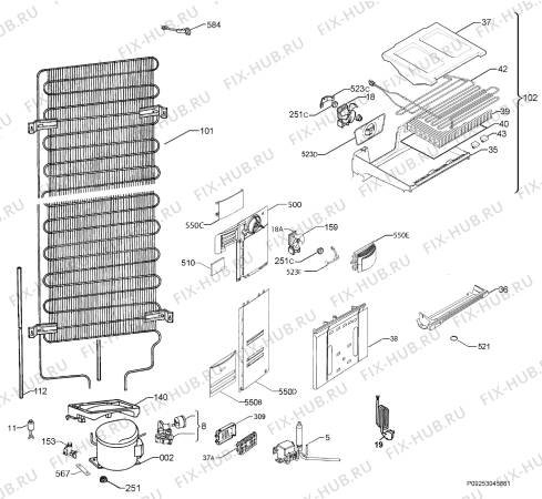 Взрыв-схема холодильника Husqvarna Electrolux QRT4260W - Схема узла Cooling system 017
