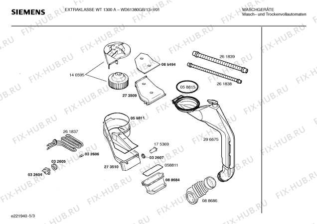 Схема №4 WD61380GB EXTRAKLASSE WT 1300 A с изображением Инструкция по эксплуатации для стиральной машины Siemens 00582127