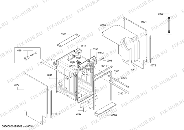 Схема №9 SR66T098EU с изображением Передняя панель для посудомойки Siemens 11015234