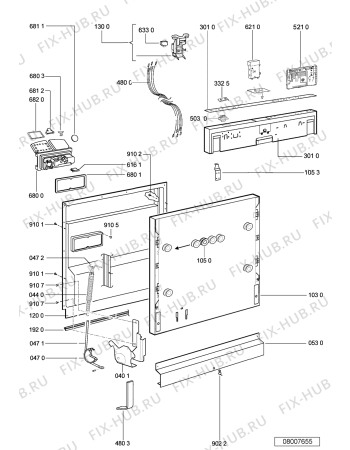 Взрыв-схема посудомоечной машины Whirlpool ADG 9994/1 - Схема узла