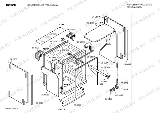 Взрыв-схема посудомоечной машины Bosch SGU55M15EU - Схема узла 03