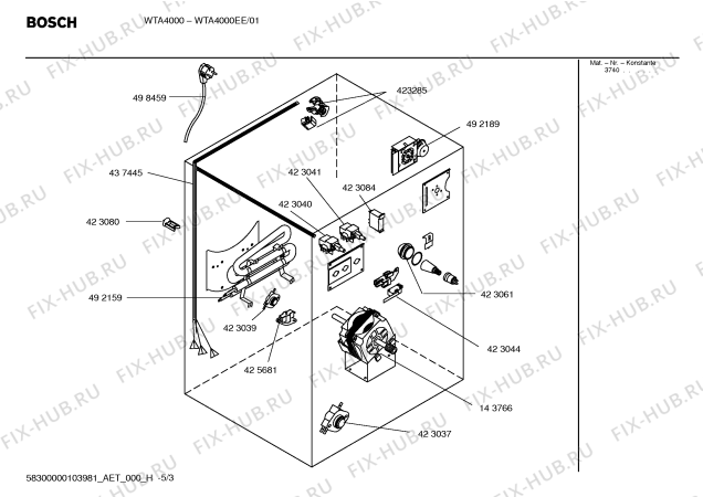 Схема №4 WTA4000EE WTA4000 с изображением Панель для электросушки Bosch 00440706
