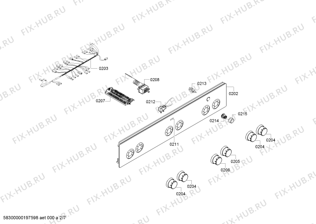 Взрыв-схема плиты (духовки) Bosch HGD423121N - Схема узла 02