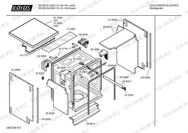 Схема №6 SE2NCA1 026/115-09 с изображением Передняя панель для посудомойки Bosch 00353842