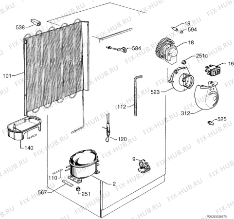 Взрыв-схема холодильника Zoppas PD351VN - Схема узла Cooling system 017