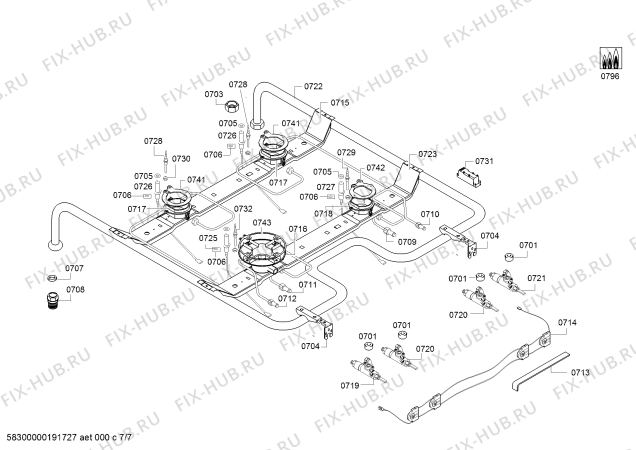 Взрыв-схема плиты (духовки) Bosch HGD74W355I Bosch - Схема узла 07