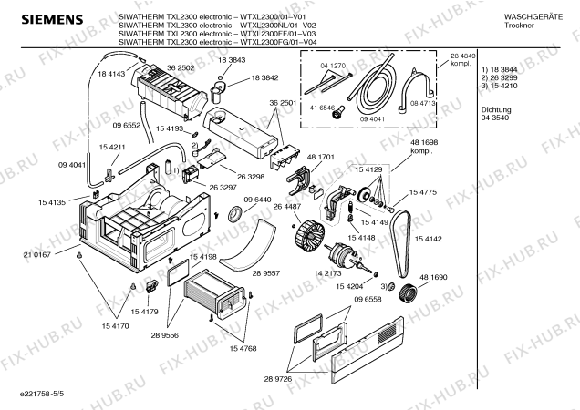 Схема №4 WTXL2300FF SIWATHERM TXL2300 electronic с изображением Инструкция по установке и эксплуатации для электросушки Siemens 00529313