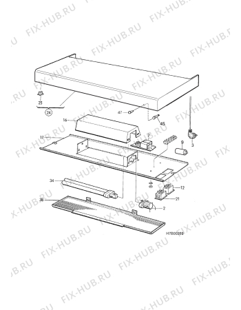 Взрыв-схема вытяжки Electrolux FLAKT EFT 640 - Схема узла H70 Panel, Regulating comp, Light  B