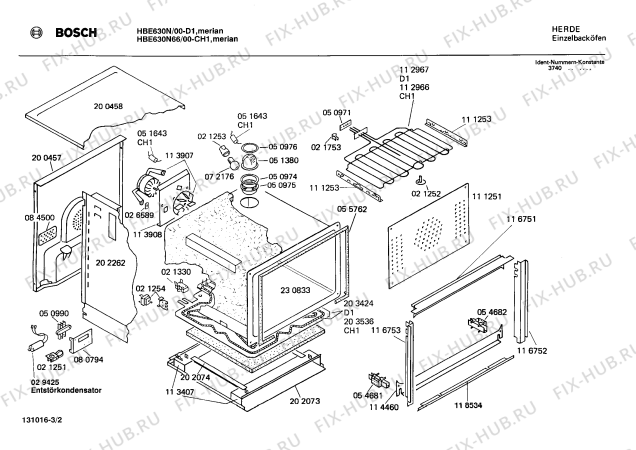 Взрыв-схема плиты (духовки) Bosch HBE630N - Схема узла 02