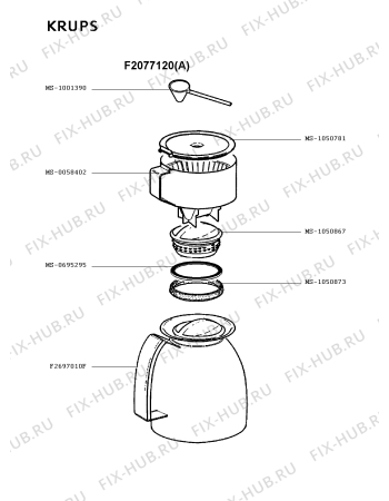 Взрыв-схема кофеварки (кофемашины) Krups F2077120(A) - Схема узла Q0000013.6Q2
