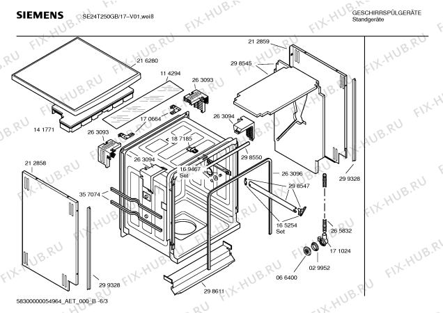 Взрыв-схема посудомоечной машины Siemens SE24T250GB - Схема узла 03