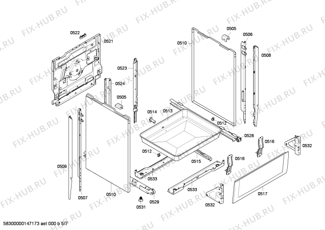 Взрыв-схема плиты (духовки) Bosch HCE744720R - Схема узла 05