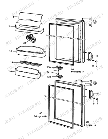 Взрыв-схема холодильника Electrolux ER8019B - Схема узла Doors