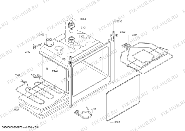 Взрыв-схема плиты (духовки) Bosch HBN211B6R - Схема узла 03