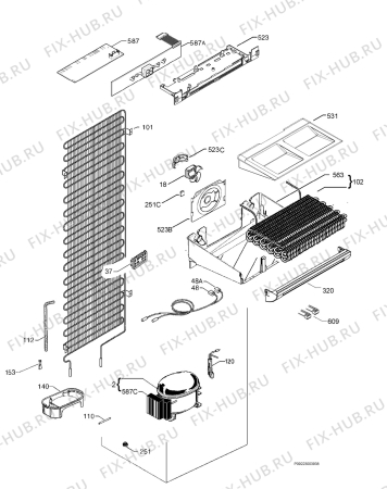 Взрыв-схема холодильника Husqvarna Electrolux QT220I - Схема узла Cooling system 017