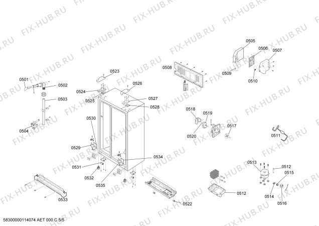 Схема №4 RS60DJSM1/XEG с изображением Пружина для холодильной камеры Bosch 00601814