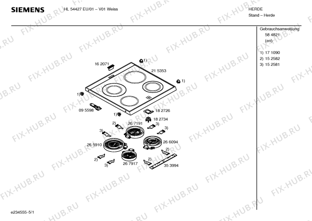 Схема №5 HL54427EU с изображением Инструкция по эксплуатации для духового шкафа Siemens 00584821