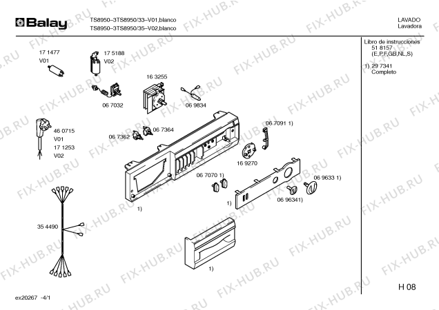 Схема №3 3TS8950 с изображением Панель для стиралки Bosch 00297341
