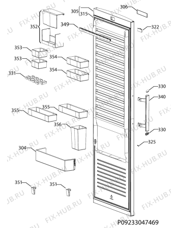Взрыв-схема холодильника Electrolux ERE3560MFW - Схема узла Door