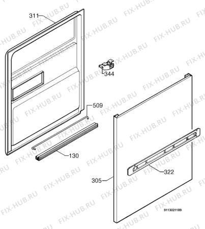 Взрыв-схема посудомоечной машины Rex IT962WRDNS - Схема узла Door 003