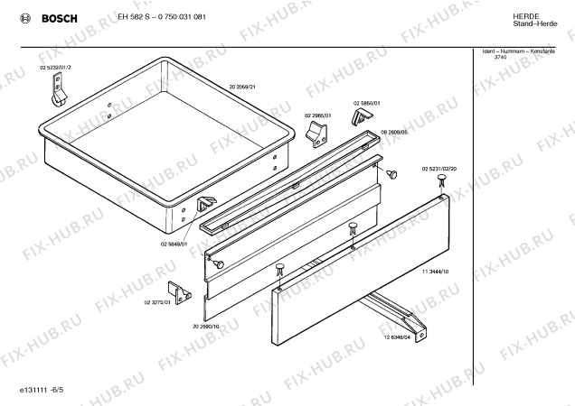 Схема №6 0750031094 EH582SG с изображением Ручка для плиты (духовки) Bosch 00026650