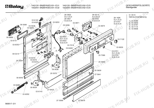 Схема №3 SN2BYA1GB с изображением Инструкция по эксплуатации для посудомойки Bosch 00515515