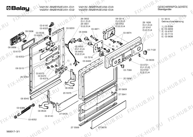 Схема №3 BAV21510/1 BAV2151 с изображением Переключатель для посудомойки Bosch 00037068