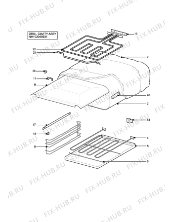 Взрыв-схема плиты (духовки) Electrolux EOD983X - Схема узла H10 Grill cavity assy