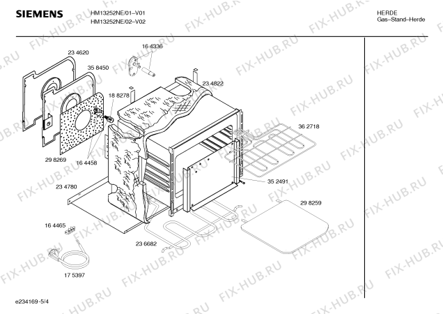 Схема №5 HM13252NE, Siemens с изображением Инструкция по эксплуатации для плиты (духовки) Siemens 00581183