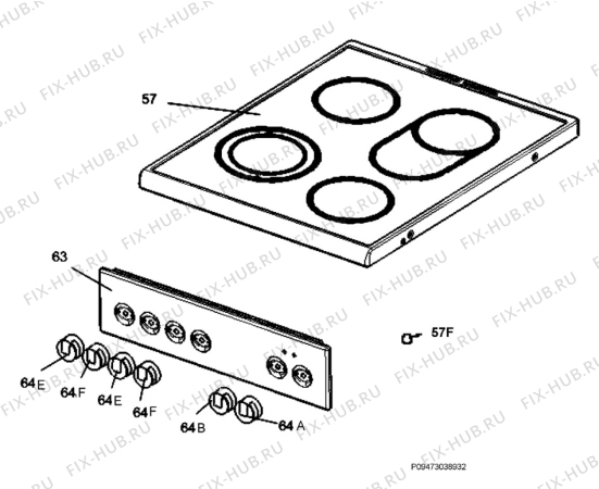 Взрыв-схема плиты (духовки) Electrolux EKC510502W - Схема узла Section 4