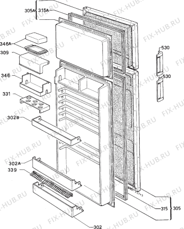 Взрыв-схема холодильника Privileg 530639 - Схема узла Door 003