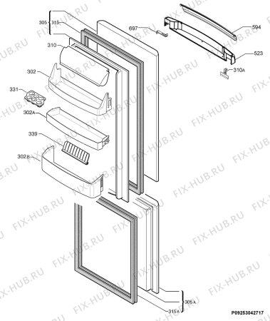 Взрыв-схема холодильника Rex Electrolux RRA40833X - Схема узла Door 003