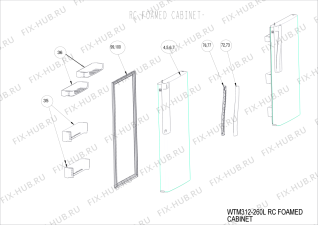 Схема №5 WTM 272 R WH с изображением Заглушка для холодильника Whirlpool 482000094672