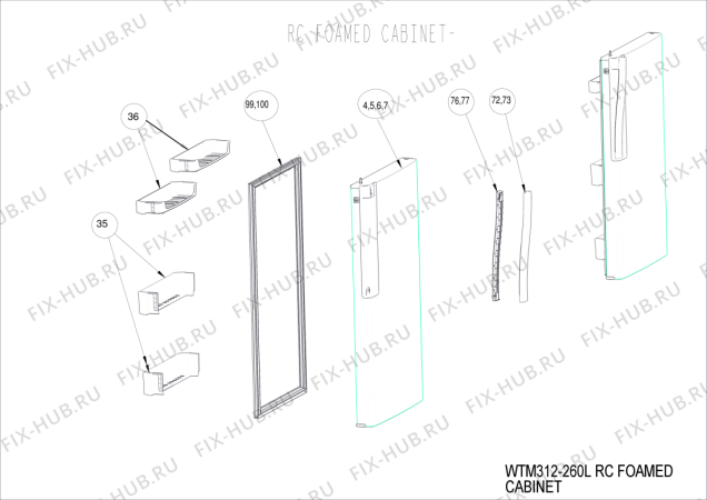 Схема №5 WTM 450 R SS с изображением Держатель двери для холодильной камеры Whirlpool 482000094199