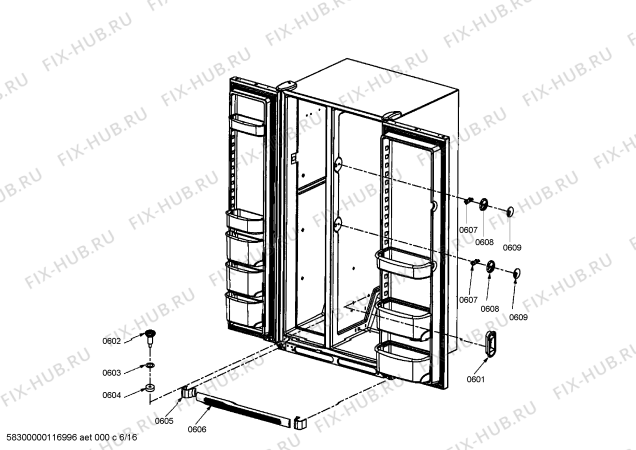 Схема №14 RS495310 с изображением Петля двери для холодильника Bosch 00612353