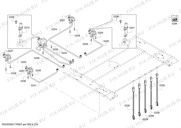 Взрыв-схема плиты (духовки) Bosch NGMP655UC Bosch - Схема узла 02