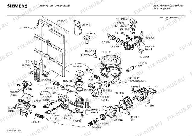 Схема №5 SE64A560 с изображением Рамка для посудомойки Siemens 00362442