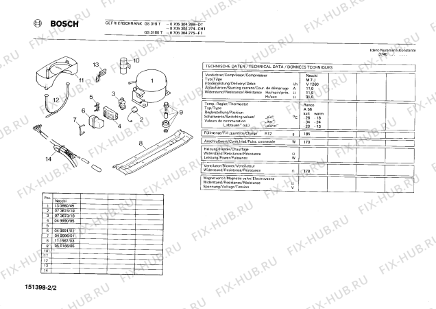 Схема №2 0705304244 GS312T с изображением Компрессор для холодильника Bosch 00130660