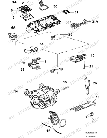 Взрыв-схема стиральной машины Privileg 00585918_21310 - Схема узла Electrical equipment 268