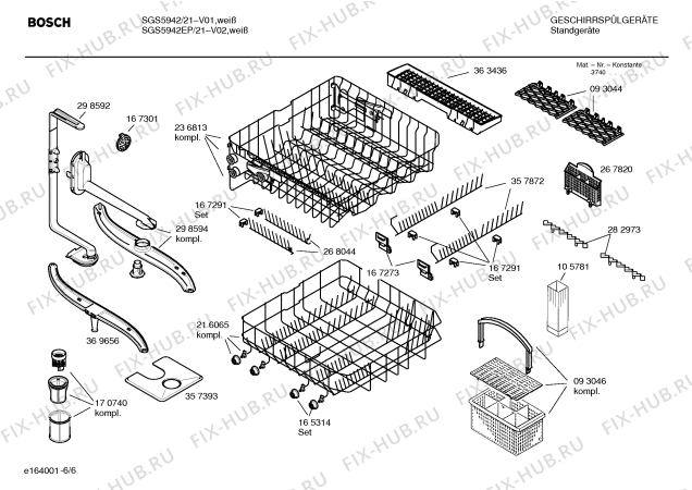 Схема №6 SGS5945EP с изображением Инструкция по эксплуатации для посудомойки Bosch 00500177