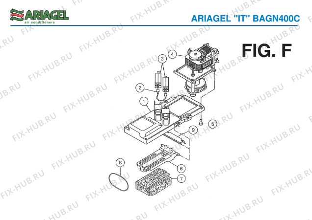 Взрыв-схема кондиционера Ariagel BAGN 400C - Схема узла 7