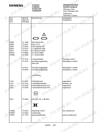 Схема №9 FC207S4FF с изображением Интегрированный контур для телевизора Siemens 00791796